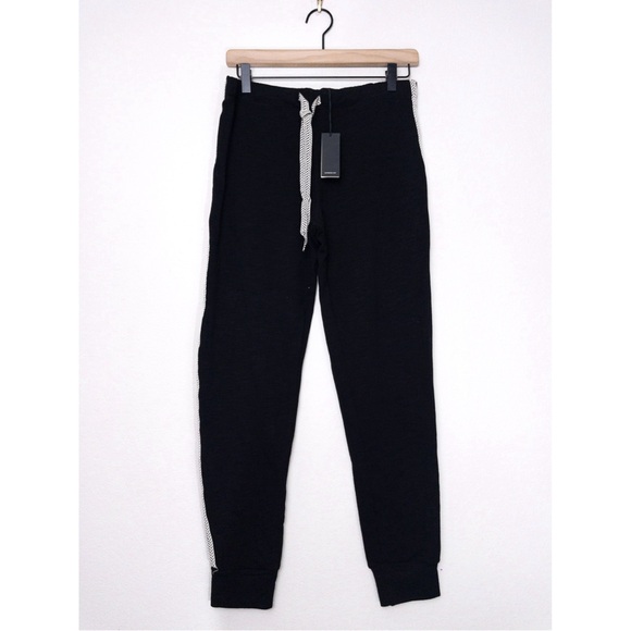 NWT Monrow Supersoft Skinny Sweatpants L Vintage Black Chevron Joggers REVOLVE - Picture 3 of 10